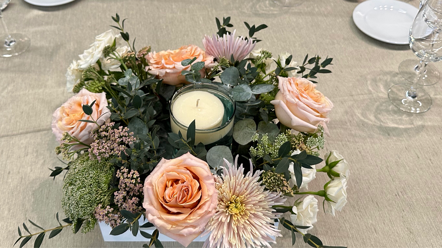 Centro de mesa con vela flotante