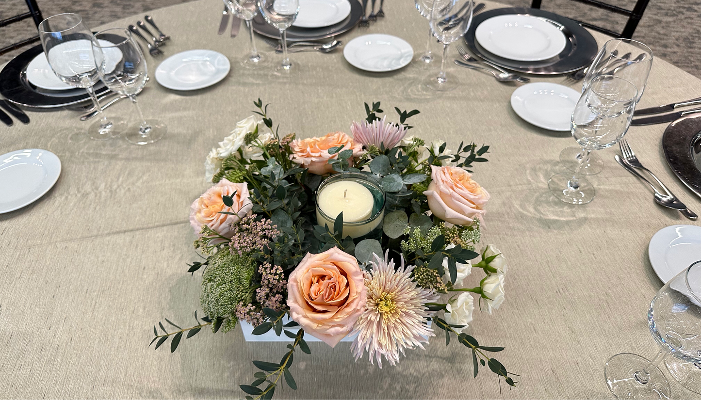 Centro de mesa con vela flotante
