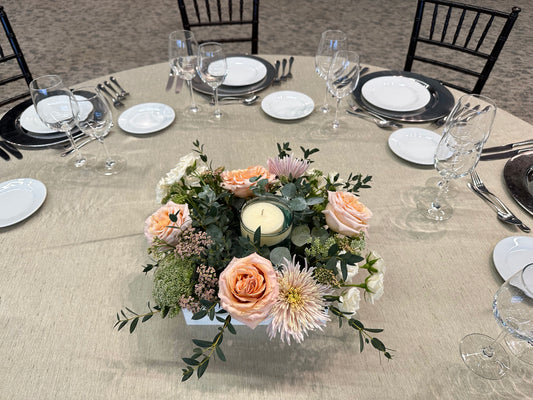 Centro de mesa con vela flotante